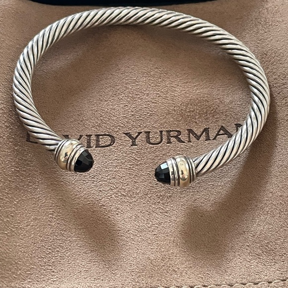 David Yurman Classic Cable 5mm Bracelet Sterling Silver with 14K Gold and Onyx - Picture 3 of 6